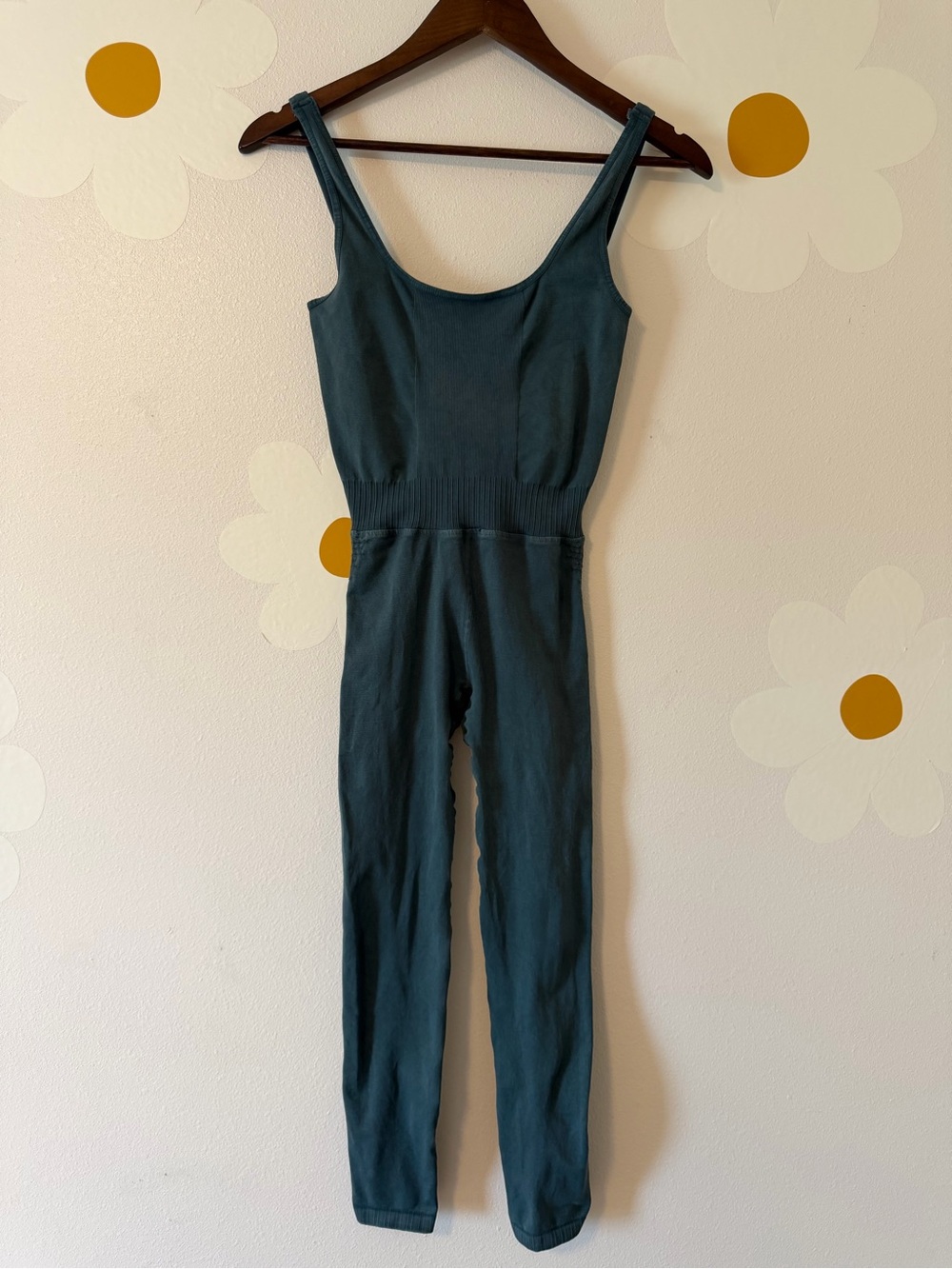 Free People Good Karma Onesie - Teal Seamless Strappy-Back Jumpsuit - Picture 5 of 14